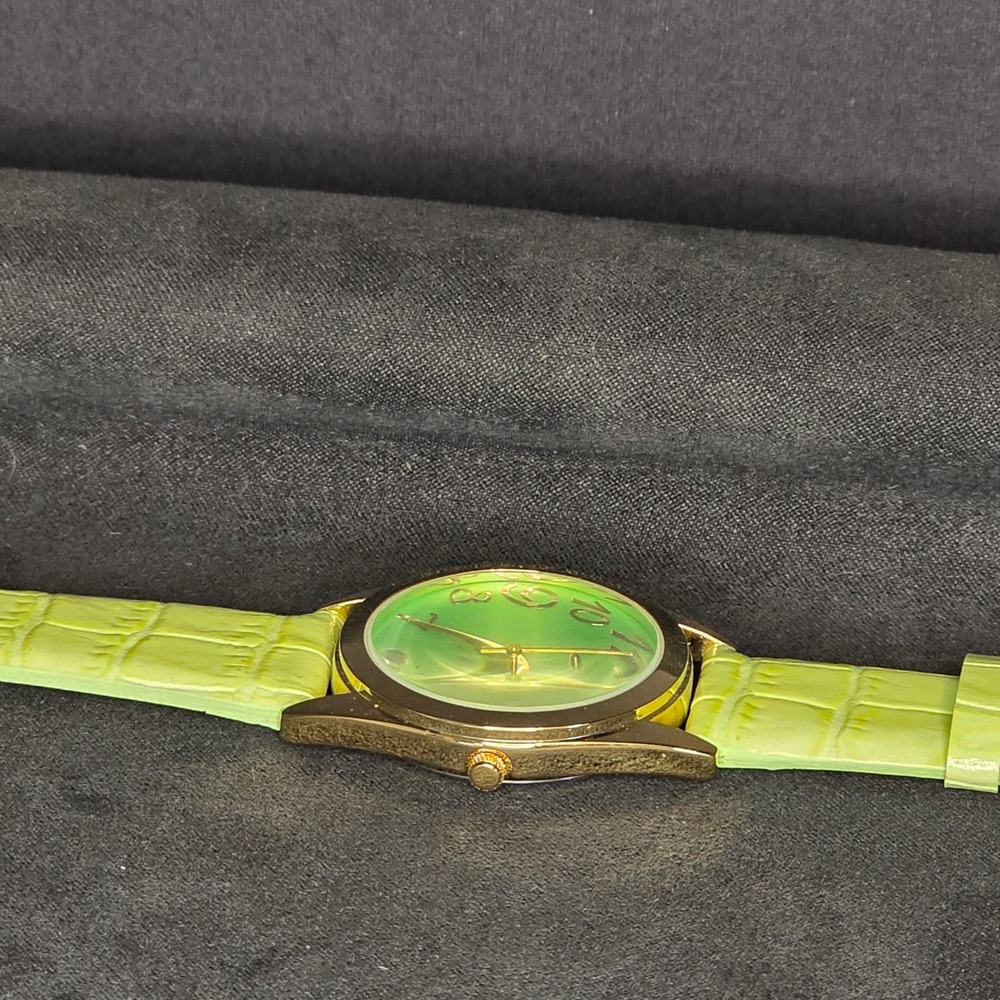 Gossip Watch Women OS Lime Green Croc Embossed Leather Gold Tone GSP513C - Picture 6 of 7